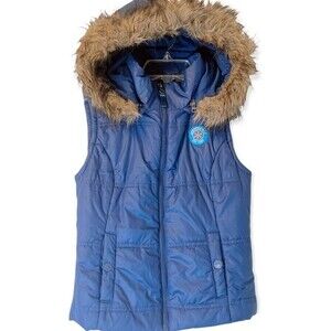 Aeropostale S/P Navy Blue Puffer Vest with Removable Hood